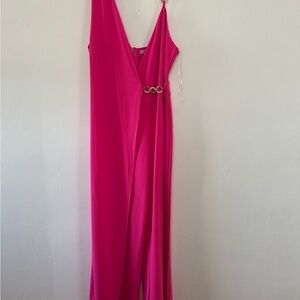 Vibrant Pink Jumpsuit with Gold Accent
